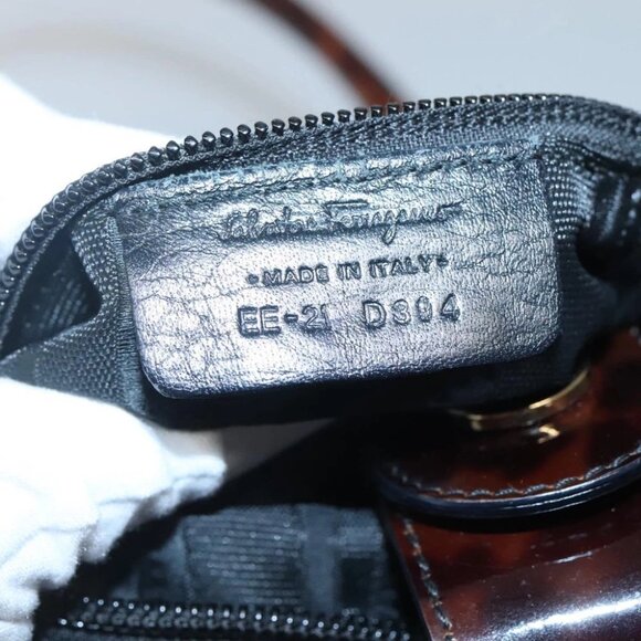 Salvatore Ferragamo Shoulder Bag Nylon Black Gold Auth 118189 - Picture 12 of 14